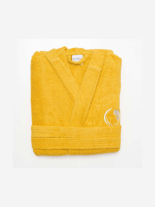 Borea Bademantel mit Kapuze Grey, Mustard 420gr/m²