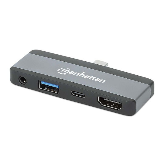 Manhattan USB-C Докинг станция с HDMI 4K PD Сив (190404)