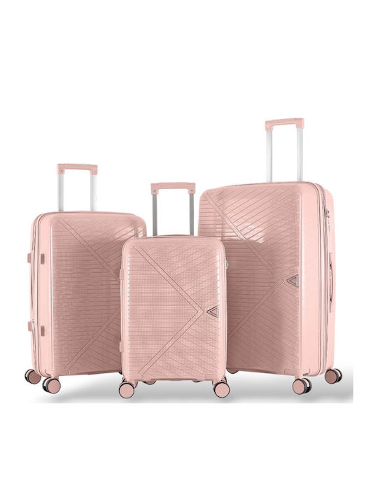 Playful Bags Βαλίτσες Ταξιδιού Σκληρές Ροζ με 4...