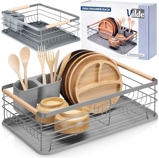 Vilde Suport De Scurgere Pentru Tacâmuri Metalic Gri 42.5x32x14.5cm