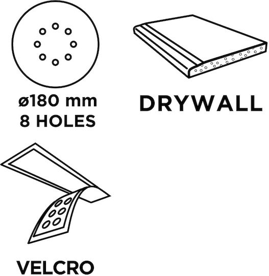 Sandpaper Velcro 180 Mm K120 5 Pcs 8 Holes Sander 59g263