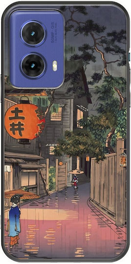 Ukiyo-e Tokyo Rain Street Motorola Moto G85 5G Black TPU Black Silicone