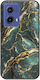 Cracked Marble Gold Teal Motorola Moto G85 5G Black TPU Black Silicone