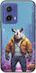 Straßentiere Nashorn Motorola Moto G85 5G Schwarzes TPU Schwarzes Silikon