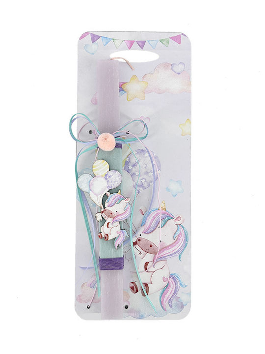Handmade Scented Candle Girl Wooden Base Unicorn Balloons