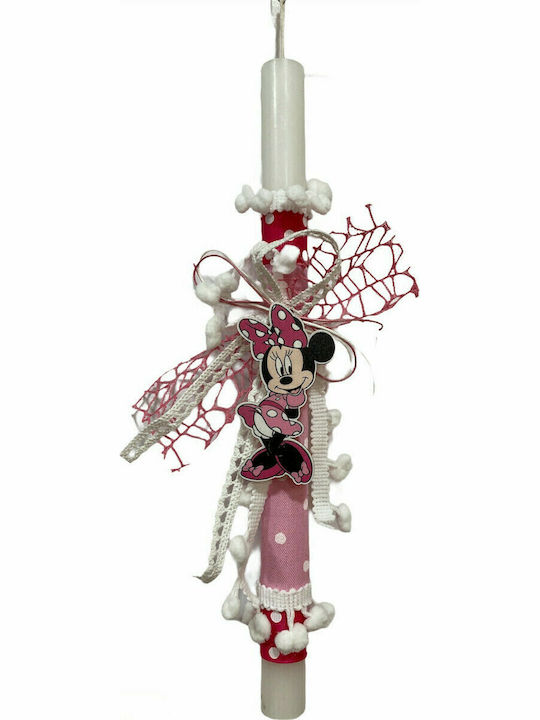 Χειροποίητη Λαμπάδα Κοριτσάκι Ξύλινη Minnie Mouse Μαγνητάκι Λευκό Αρωματικό Κερί Ύψος Κεριού 30 Εκ Αποστέλλεται Συσκευασία Δώρου