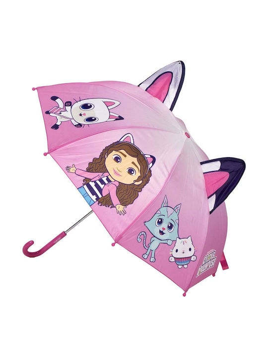 Gabby's Dollhouse Kinderregenschirm Gebogener Handgriff Fuchsiefarbe