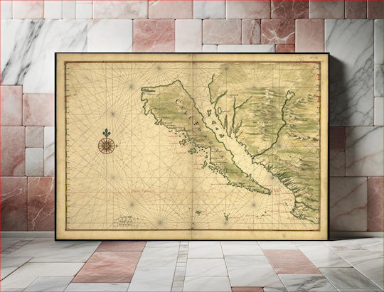 Πίνακας Map California Shown As An Island 90x60