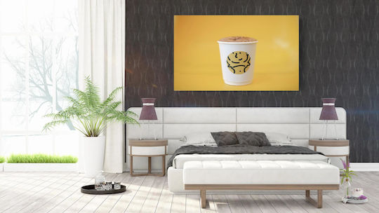 Tablou Ceașcă Galbenă de Cafea pe Fundal Galben 120x80