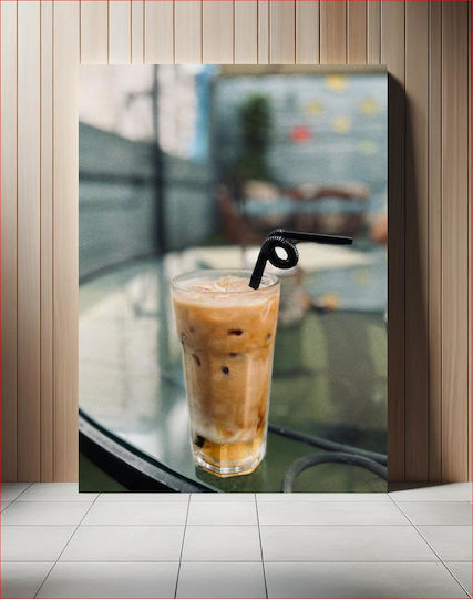 Painting Iced Coffee On Glass Table 80x120
