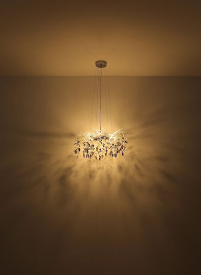 Globo Lighting Ceiling Light Transparent with Crystals for 8 G9 Bulbs