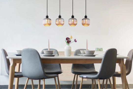 Globo Lighting Black Ceiling Light for 4 E14 Bulbs 15x120cm