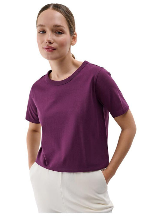 4F Γυναικείο Crop Top Βαμβακερό Κοντομάνικο Μωβ