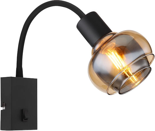 Globo Lighting Leuchte Wand mit Fassung E14 und Schalter Schwarz 10.5x46.5cm