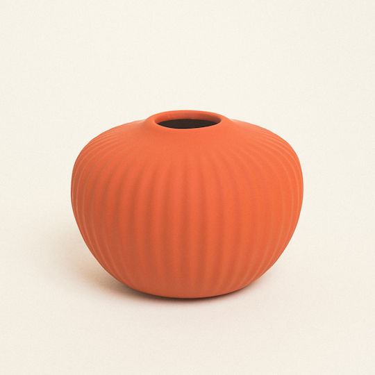 Beauty Home Matte Ceramic Vase 15 Cm X 11 Cm Orange Beauty Home