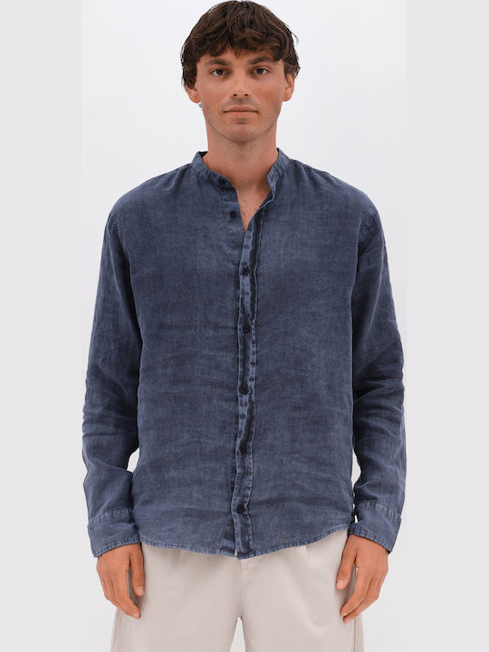 Dirty Laundry Langärmlig Leinen Hemd Dark Blue