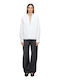 Damen Hoch tailliert Stoff Hose in Lockere Passform Black