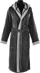 Guy Laroche Monogram Bademantel mit Kapuze Black