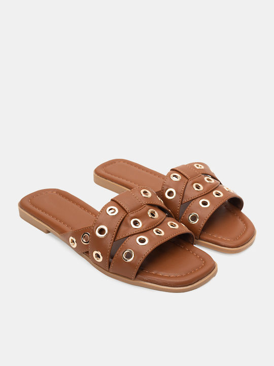 Luigi Women's Flat Sandals in Brown Color