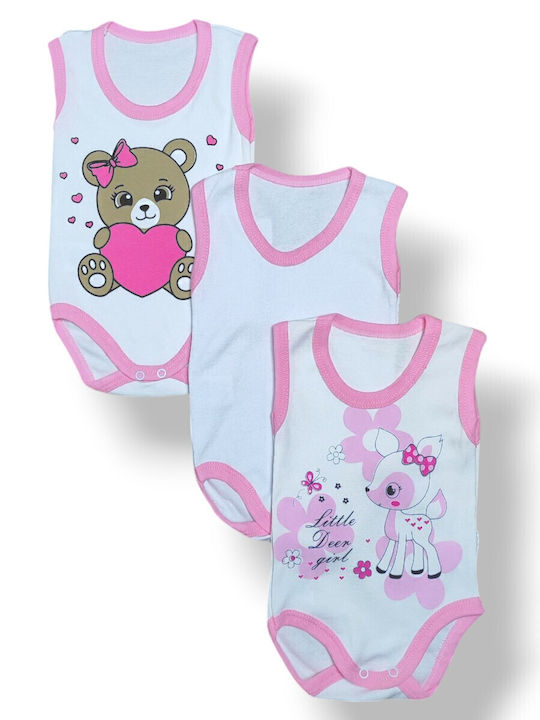 Babydom Baby Bodysuit Set Sleeveless White 3pcs