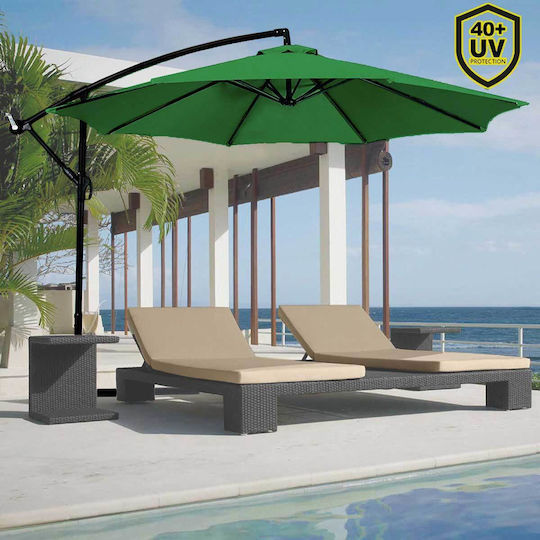 Umbrelă Suspendată Pătrată Din Aluminiu Verde 3x3m