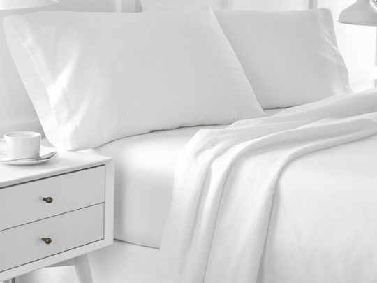 Cearșaf de hotel gigant, mărime King, pieptănat 100% bumbac, 210 fire, culoare garoafă, 260x290