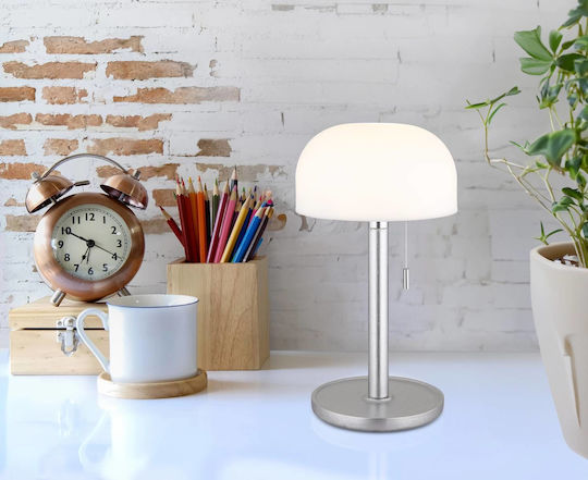 Globo Lighting Πορτατίφ LED με Λευκό Καπέλο και Ασημί Βάση