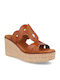 Women's Leather Platform Shoes Tabac Brown