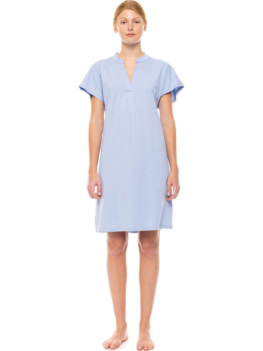 Pink Label Sommer Damen Nachthemd Blue Cloud