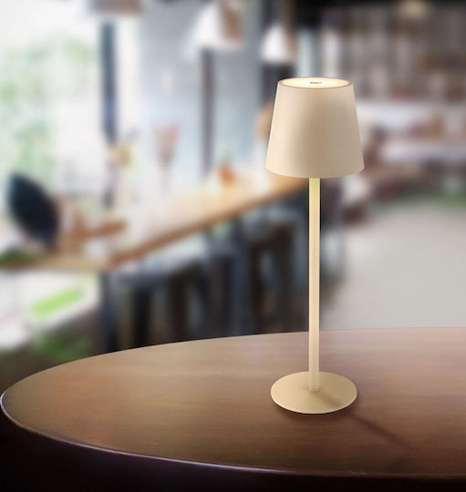 Globo Lighting Μεταλλικό Πορτατίφ LED με Μπεζ Καπέλο και Βάση