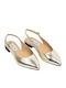 Δερμάτινες Γυναικείες Μπαλαρίνες Slingback σε Χρυσό Χρώμα