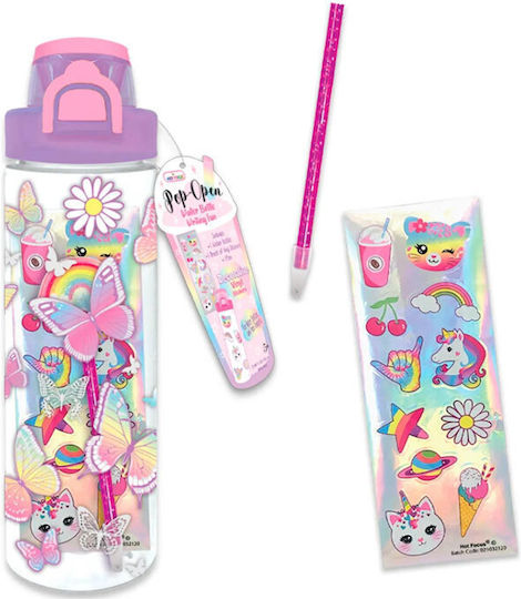 Hot Focus Kids Water Bottle Butterfly Plastic 700ml (Various Designs/Colours)