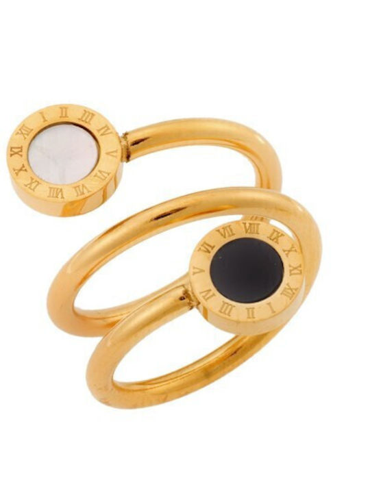 Senza Damen Ring aus Stahl Vergoldet