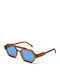 JohNocera Unisex Sunglasses with Brown Plastic Frame and Light Blue Polarized Lens solid-c5