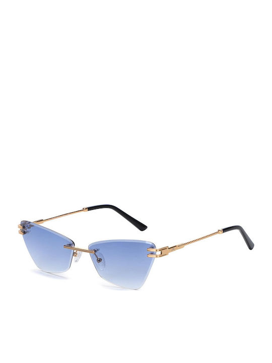 JohNocera Women's Sunglasses with Gold Metal Frame and Blue Gradient Polarized Lens Fall-c1