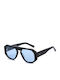 JohNocera Unisex Sunglasses with Black Horn-Rimmed Frame and Light Blue Lens Mytho-c4