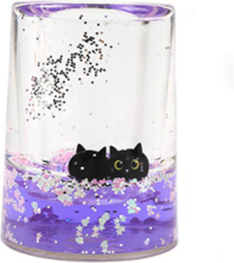 Acrylic Pencil Holder I-total Liquid Purple Black Cat Xl2915