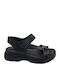 Leather Women's Flat Sandals Anatomic Flatforms in Black Color