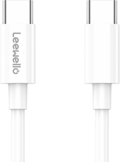 Leewello USB 2.0 Cable USB-C male - USB-C 60W Λευκό 1m
