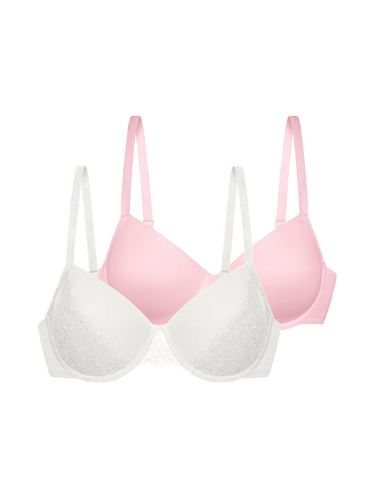 Ivory/pink Сутиен с лека подложка & с Банели 2Pack
