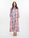 Ble Resort Kollektion Lange Tunika Türkis Pink Palmen Code 5-41-348-1063