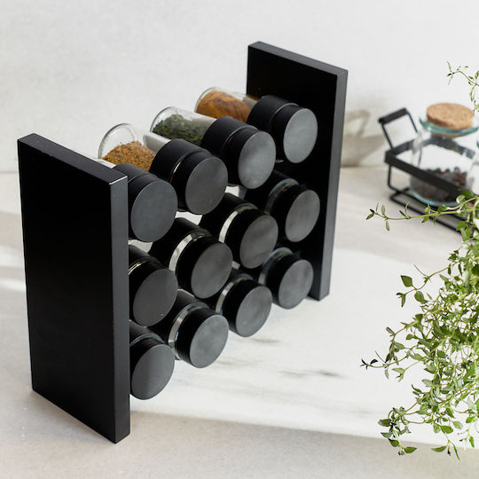 Spice Rack Otto Black 12 Jars 26x10x21 Cm 809700