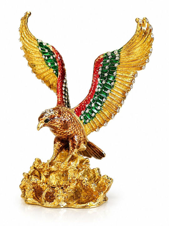 Decorative Multicolored Eagle Enamel Box with Rhinestones 12x7x15cm