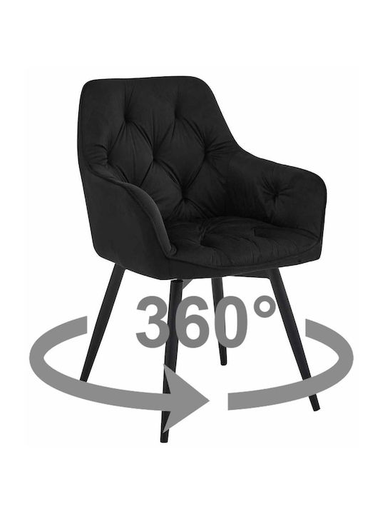 Jork360 Dining Room Velvet Chair Black 60x50x50cm