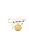 Senza Child Safety Pin made of Gold Plated Silver with Cross and Constantinato for Girl
