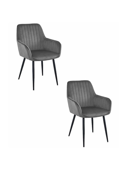 Solden Stühle Speisesaal Dark Gray Velvet 2Stüc...