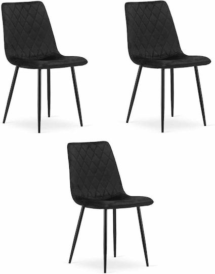 Stühle Speisesaal Turin 67.5x59x58cm 3Stück Black Velvet