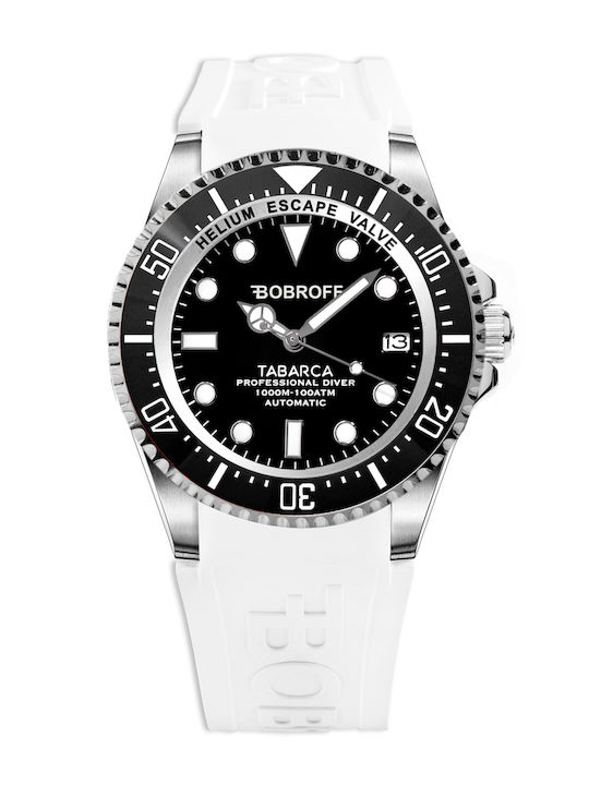 Bobroff Мъжки Часовник 44mm Автоматичен с Бяла Стоманена Гривна