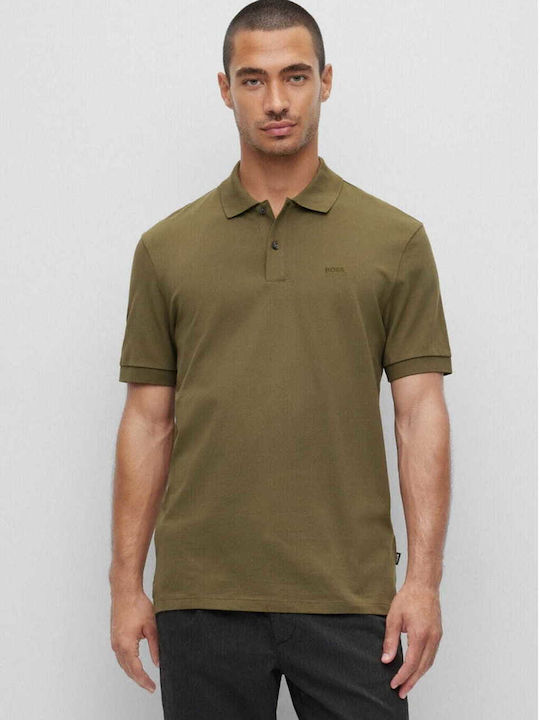 Boss Regular-fit Polo Μπλούζα Κοντομάνικη Χακί