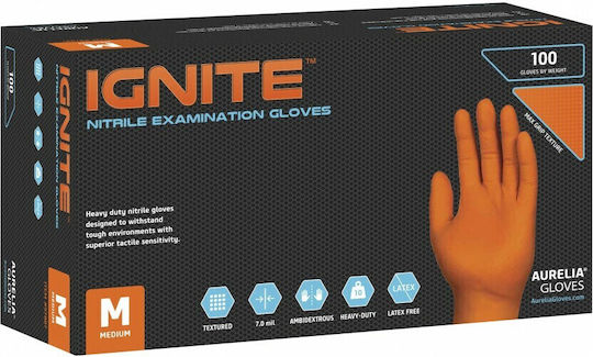 Aurelia Ignite Nitrile Examination Gloves Powder Free Orange 1000pcs